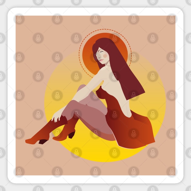 Redhead fantasy heroine witch Sticker by JojaShop